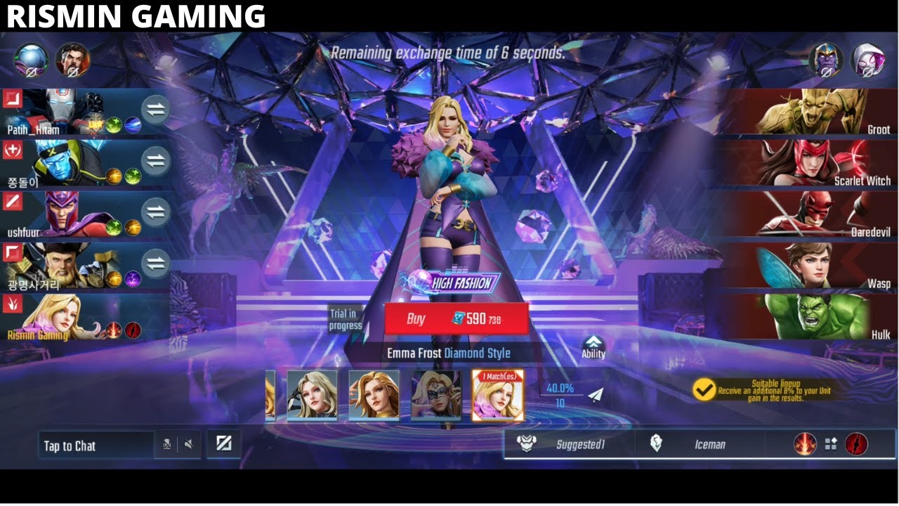 Emma Frost Full Energy Damage Jungle Build Rank Gameplay - Marvel Super War