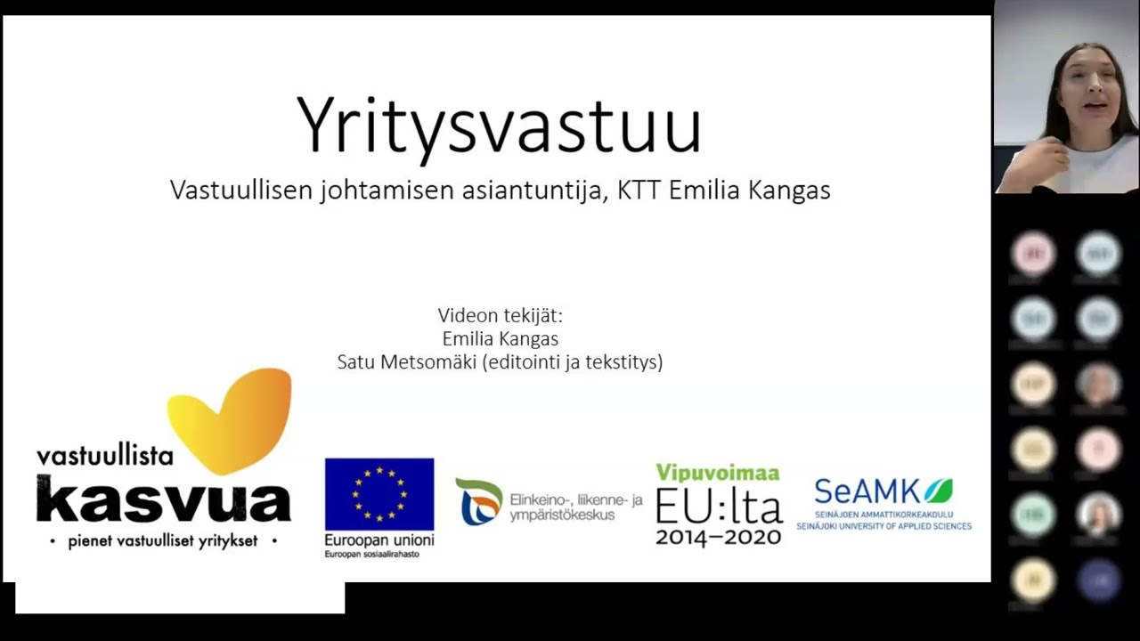 Yritysvastuu - KTT Emilia Kangas