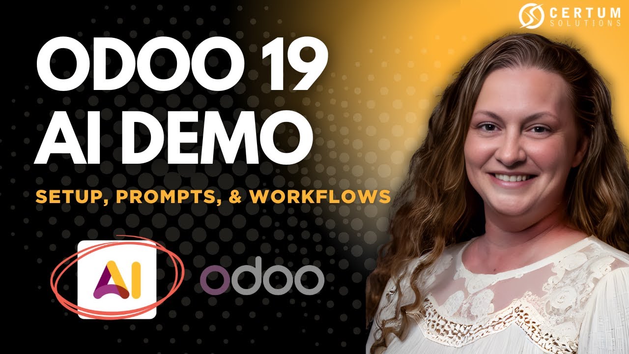 Odoo 19 AI Agents tutorial showing ChatGPT and Gemini integration
