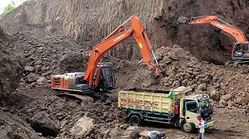 Massive Mining Operation Captured By Camera.. Excavators Working.... Sotiriadis Labrianidis 