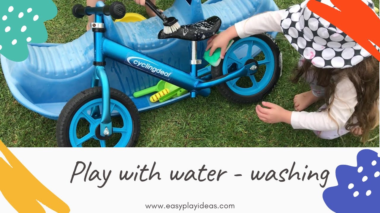 PLAY IDEAS | Easy outdoor activity for kids: washing rocker, bike and scooter