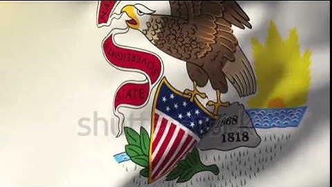 illinois flag waving in the wind. Looping sun rises style. Animation loop Stock video by
