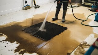 Extremely dirty carpet cleaned of black mud crust  | Rug Cleaning | washing carpet