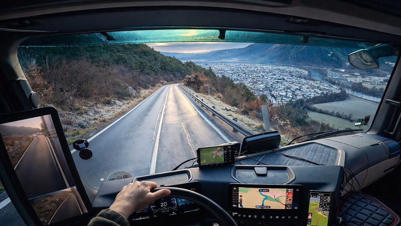 POV ASMR 4K NEW Mercedes Actors 🇦🇹 🚚 Dangerous Icy Descent in Heavy Snow-Winter Alpine Drive 😱🤯