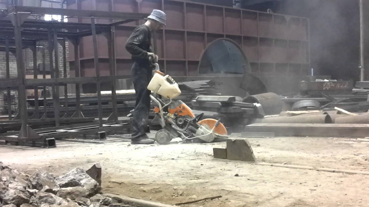 Нарезка швов в бетонных полах STIHL TS800 - YouTube