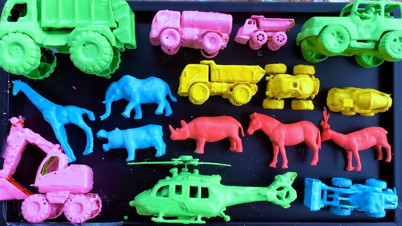 Membersihkan Mainan Mobil mobilan,truk pasir,truk minyak,mobil monster,exsavator,buldoser,kuda