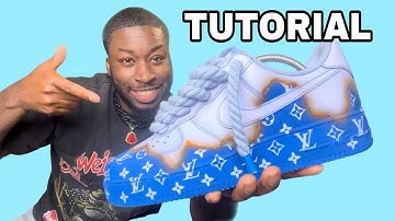 Custom LV BURNING PAPER AIRFORCE ONES Full Tutorial
