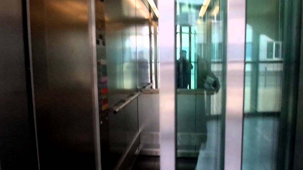 2009 Schindler EuroLift MRL traction elevators @ parking garage, Dusseldorf airport, Germany