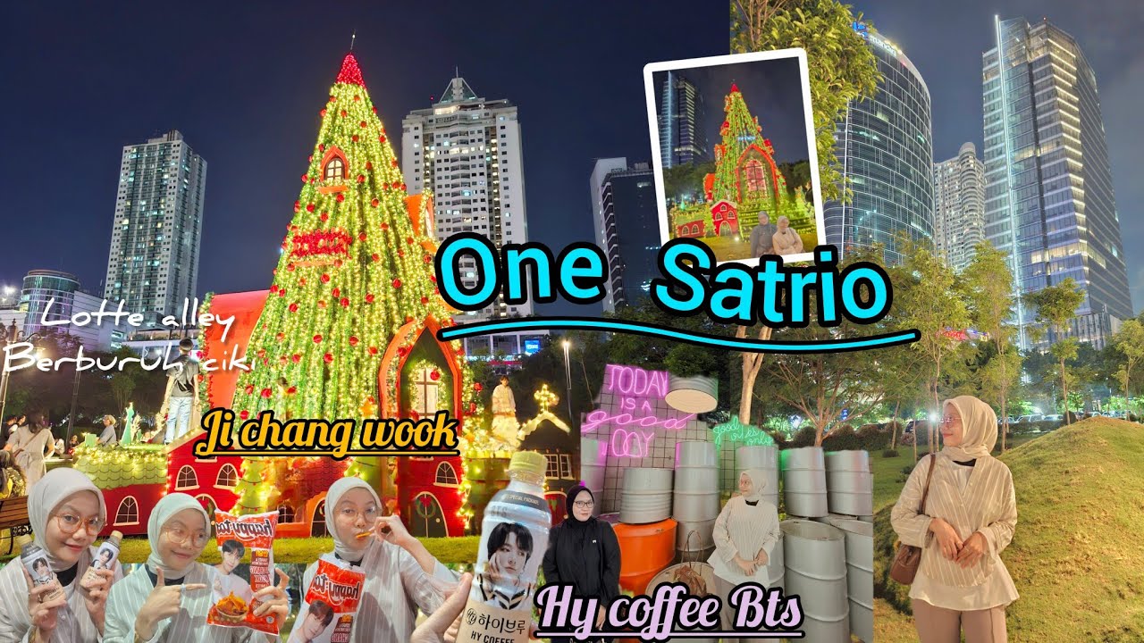 POHON NATAL BERSALJU DI ONE SATRIO KUNINGAN | BERBURU CIKI JICHANGWOOK DAN COFFE BTS LOTTE ALLEY