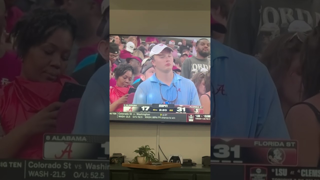 Devastated Alabama fan flips off camera after getting upset by FSU