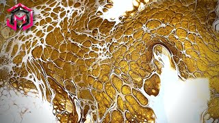 FLOWING RIVER of GOLD - Gorgeous Open Cup Acrylic Pouring - Simple and Easy Fluid Art for Beginners