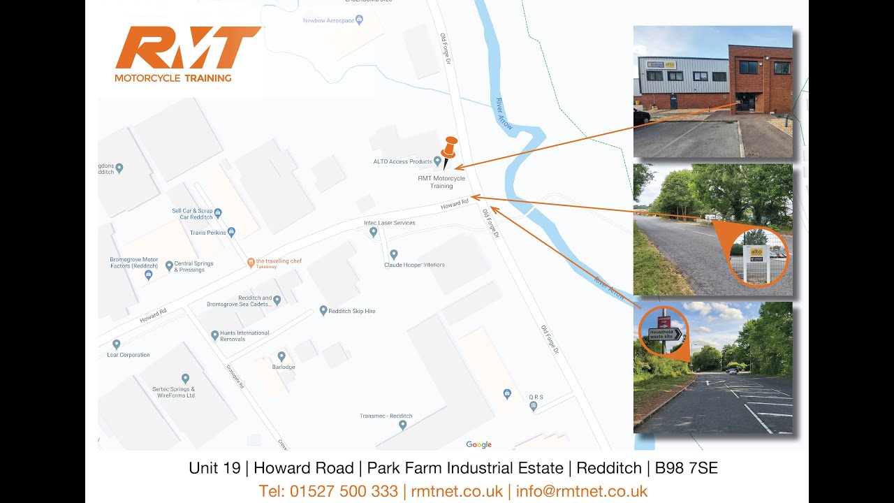 Directions from Bromsgrove direction on Warwick Highway (A448) to RMT