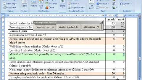 automated marking rubric use function keys to highlight standards and record, add, and rescale marks