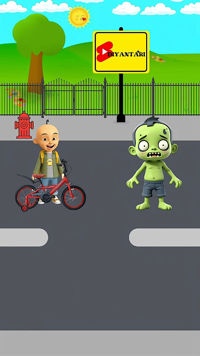 Upin's bike was taken by a zombie😭#shorts #funny #upinipin