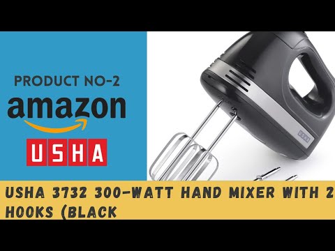 Usha 3732 300-Watt Hand Mixer with 2 Hooks (Black)