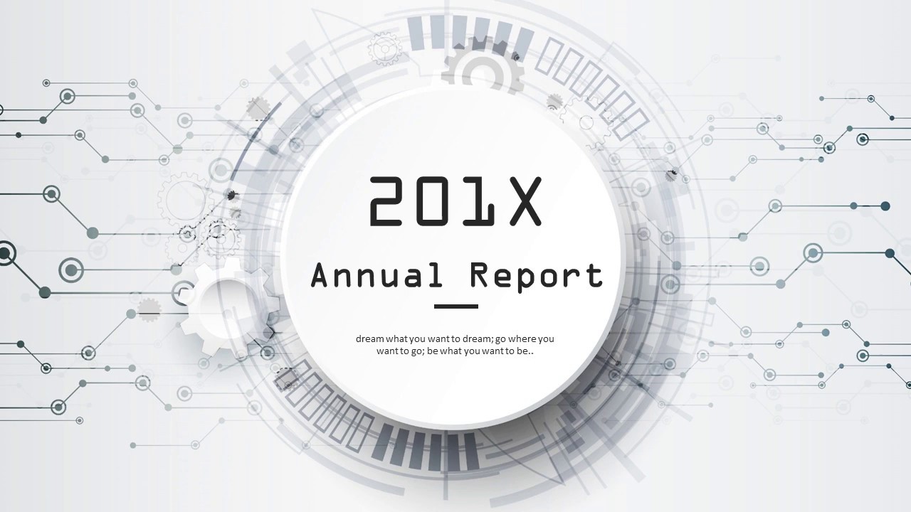 White and black circuit report PowerPoint template