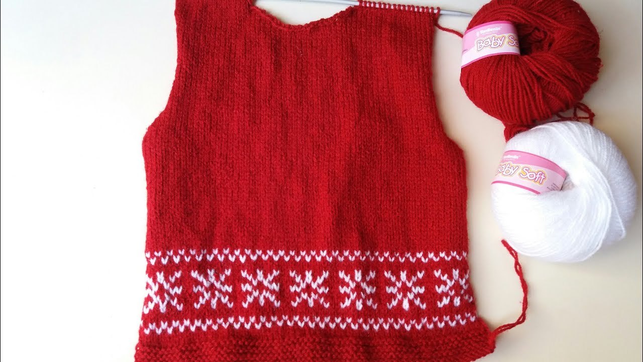 Baby Double Colour Cardigan Knitting Design Part 1 Back Part baby-double-colour-cardigan-knitting-design-part-1-back-part