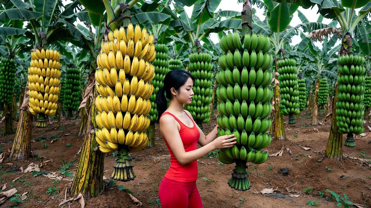 Massive 2,000kg Banana Harvest — From Farm to Market in One Incredible Day