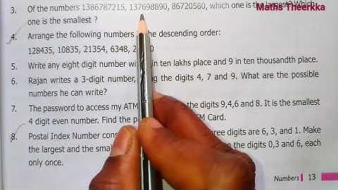 6th std maths term 1 | Exercise 1.2 | Chapter 1 Number