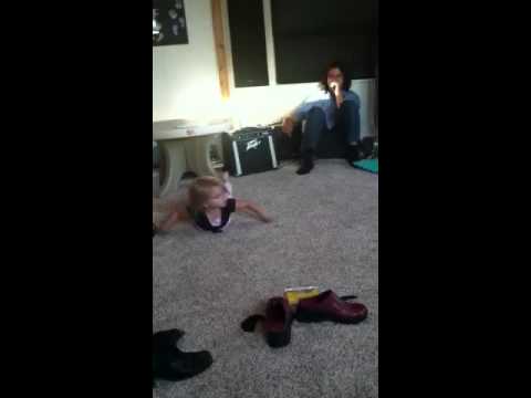 Twins dancing to daddy's sound effects