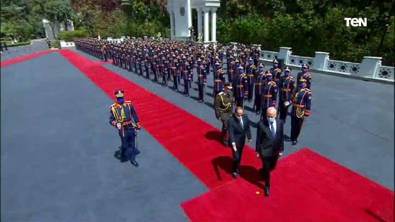 مراسم استقبال الرئيس السيسي للرئيس التونسي قيس بن سعيد بقصر الإتحادية