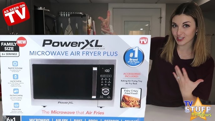 PowerXL Microwave Air Fryer Plus, Stainless Steel / Black, 1cu. ft