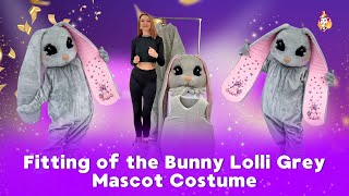 Fitting of the Bunny Lolli Grey Mascot Costume