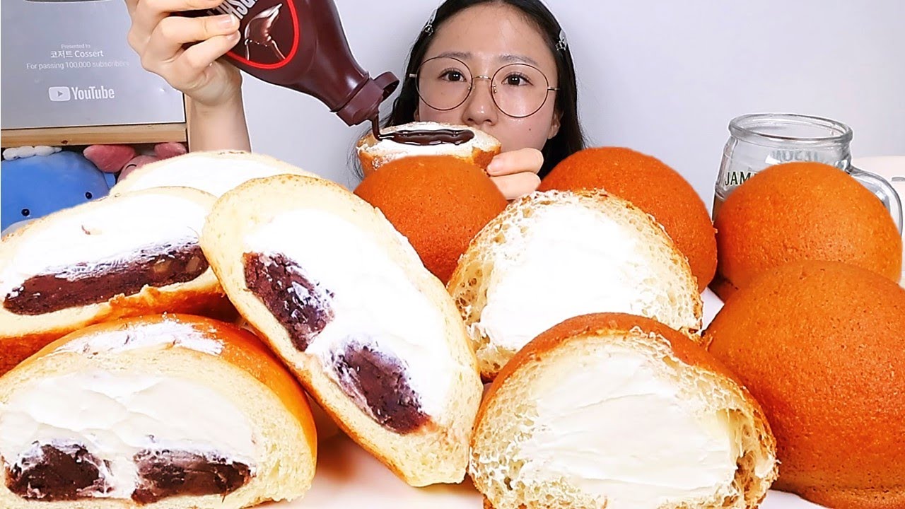 홈플러스 몽블랑제 생크림 모카번 생크림 폭탄 단팥빵 디저트 먹방 Dessert Mukbang