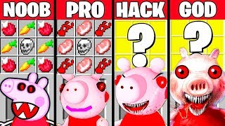 Minecraft Battle: PIGGY ROBLOX CRAFTING CHALLENGE - NOOB vs PRO vs HACKER vs GOD ~ Funny Animation