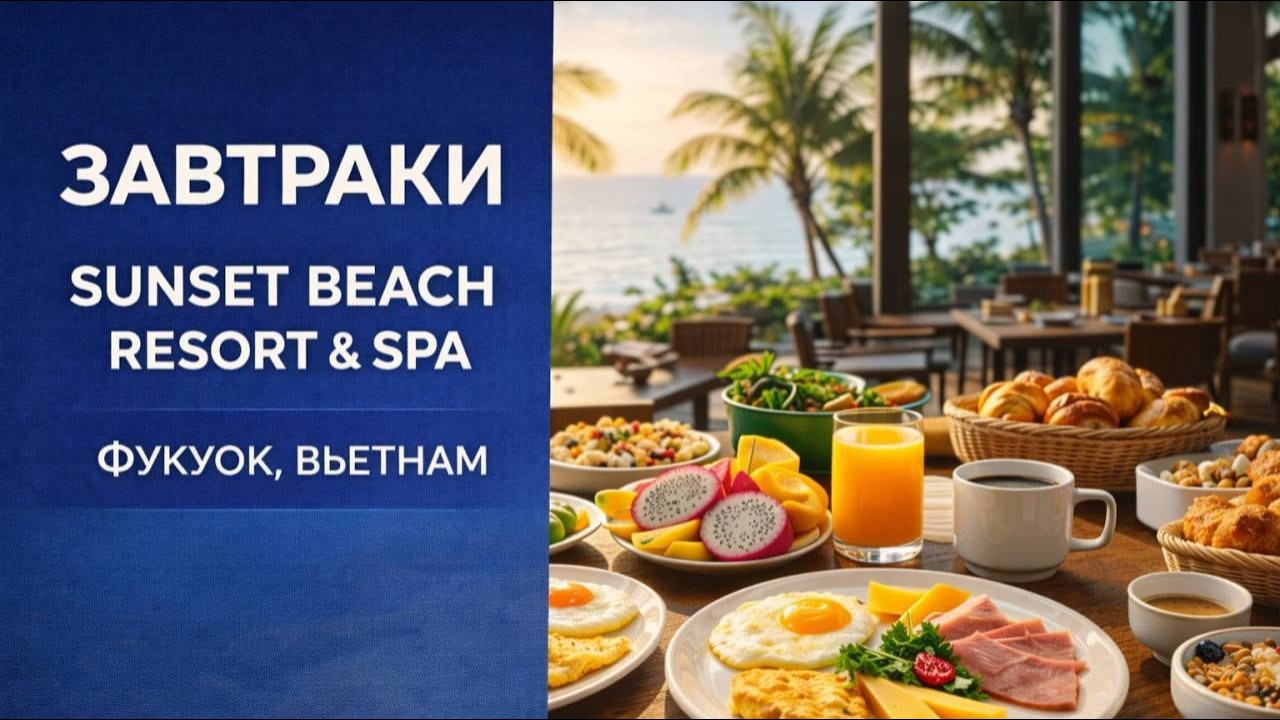 Обзор завтраков в отеле Sunset Beach Resort and Spa Фукуок, Вьетнам