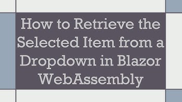 How to Retrieve the Selected Item from a Dropdown in Blazor WebAssembly