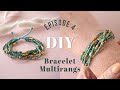 Bracelet perle diy  multirangs en miyuki picasso et noeud coulissant