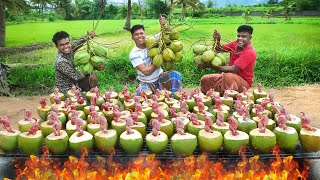 TENDER COCONUT QUAIL RECIPE | Tender Coconut Kada Curry | Village Food