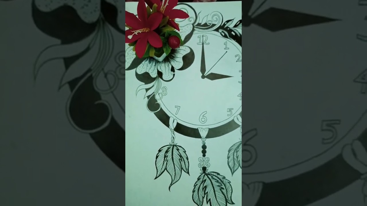 Beautiful & Simple wall clock drawing//easy wall clock design