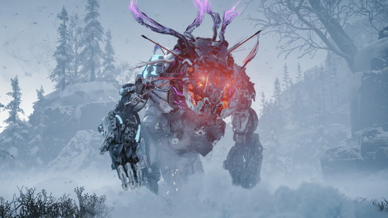 Horizon Zero Dawn Aloy fights A Frostclaw