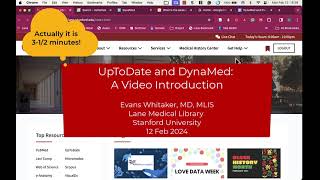 UpToDate and DynaMed: A Video Introduction