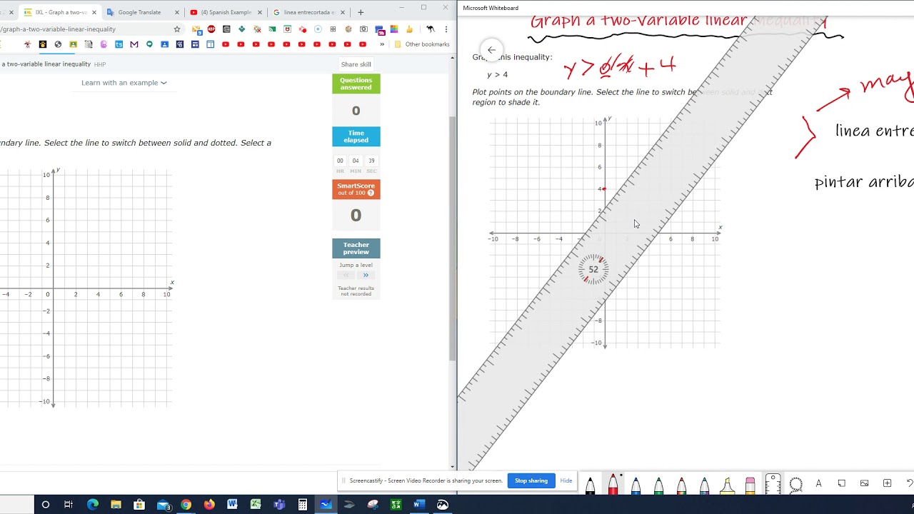 Spanish Example 1 Graphing Linear Inequalities - YouTube