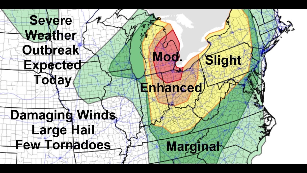 Severe Weather Outbreak Expected Today LIVE - YouTube
