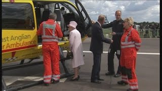 Queen and Prince Philip tour William's air ambulance base