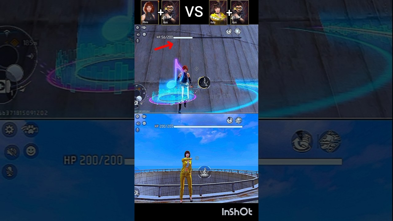 ff olivia + alok vs Kelly + alok ability test 😳 