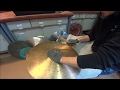 keyhole repair on a ride cymbal by Kamin Cymbals