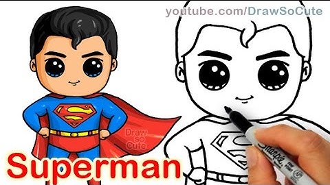 How to Draw Superman Man of Steel Cute step by step
