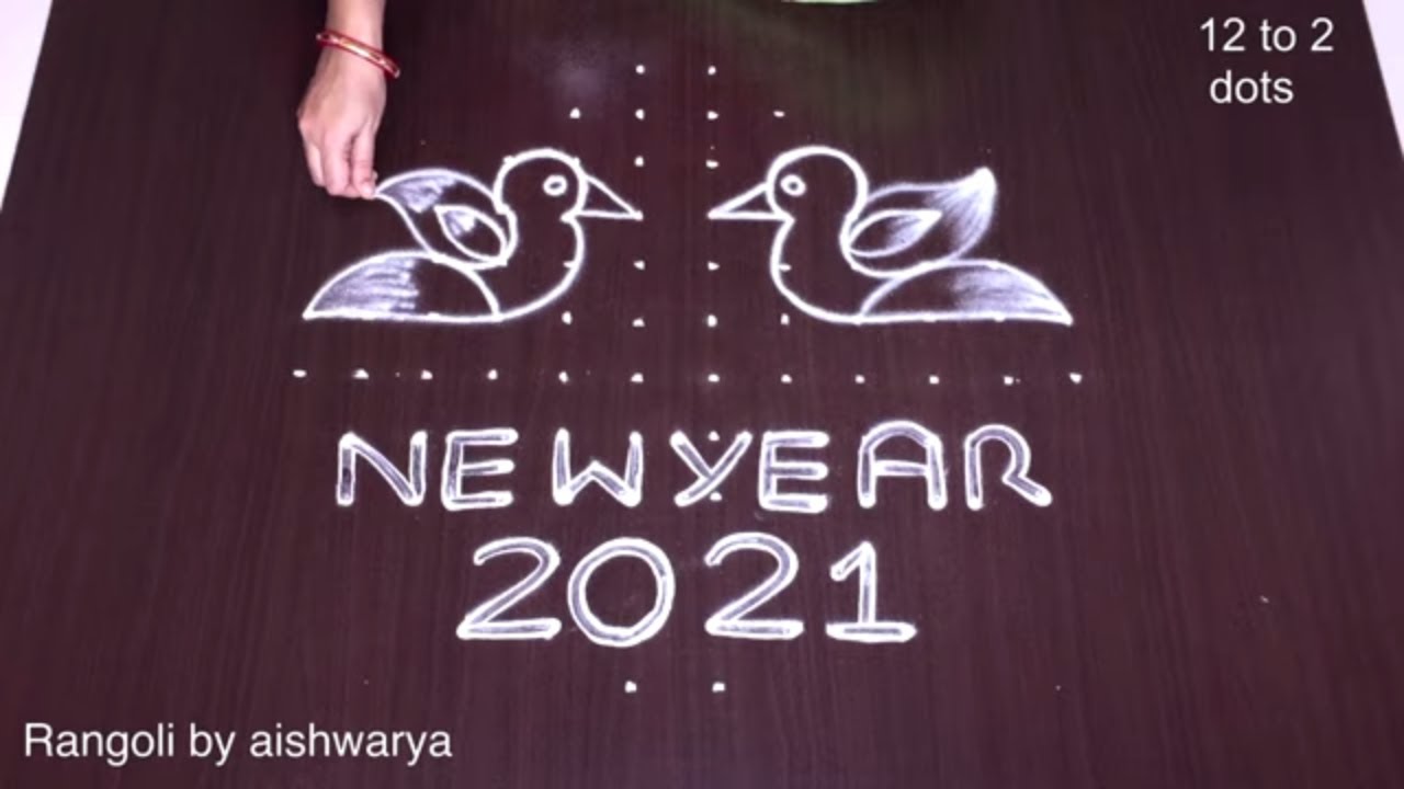 Cute Birds Rangoli Newyear