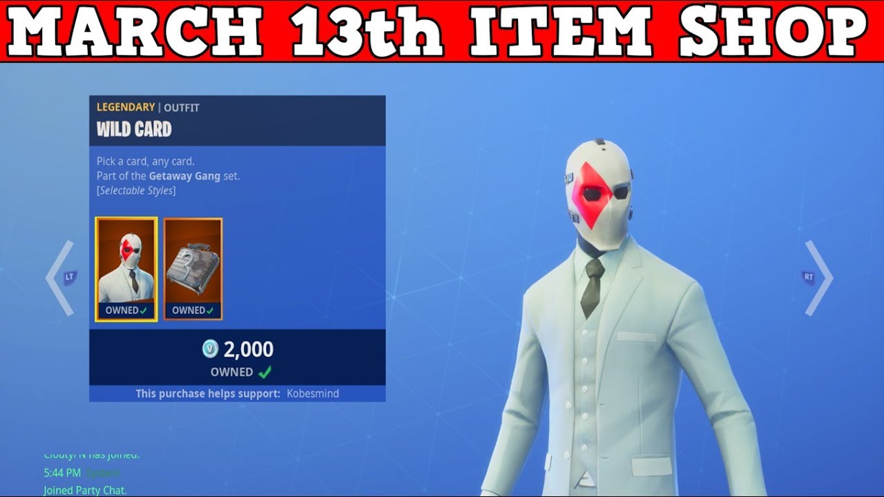 Fortnite Item Shop (March 13th) | WILD CARD IS BACK + 4 WRAP BUNDLE!
