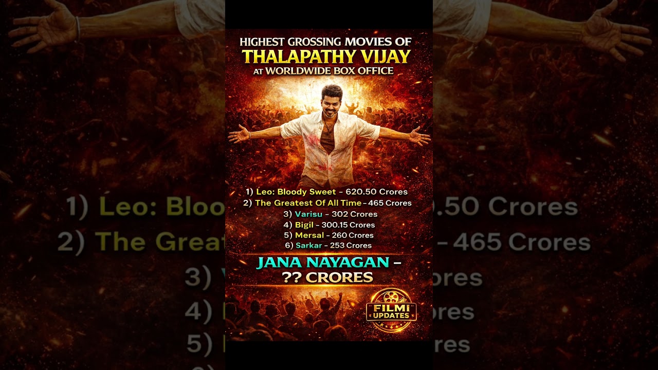 🔥 Thalapathy Vijay’s Highest Grossing Movies Worldwide 🔥👑 Box Office King of Kollywood 👑