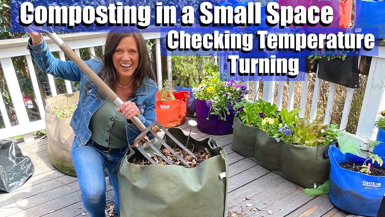 Composting in a Small Space #2 - Checking Temperature and Turning - YouTube