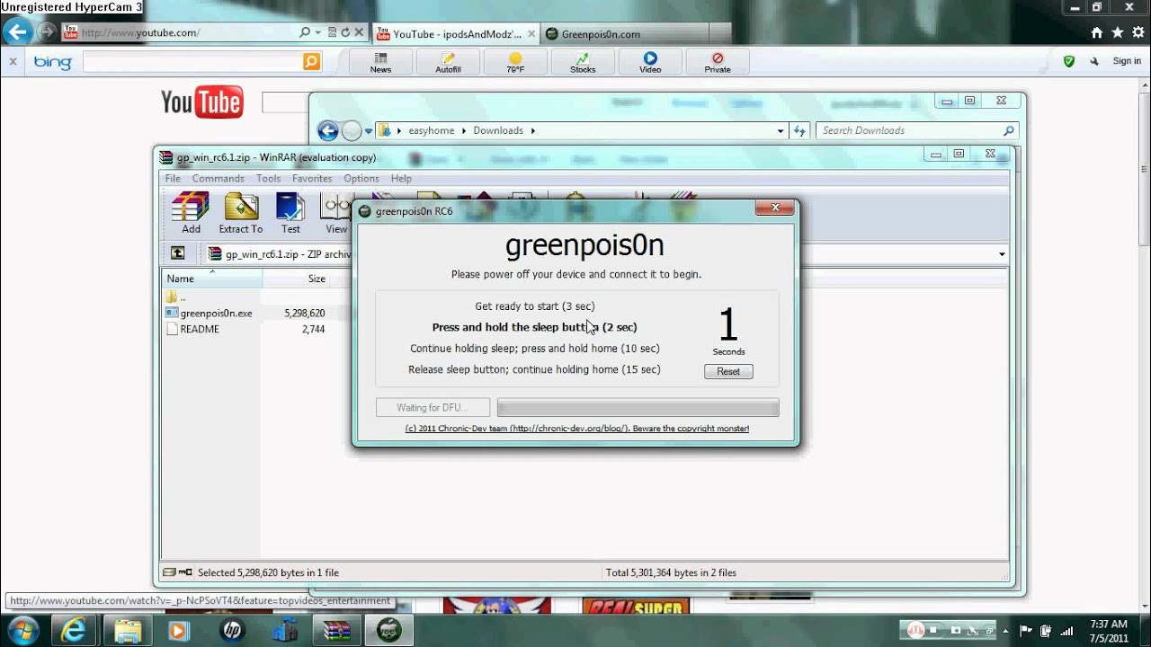how to jailbreak ipod 4.2.1 untethered jailbreak greenpois0n RC6.1