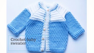 Crochet baby cardigan, crochet baby sweater, How to crochet baby jacket LEFT HAND CROCHET TUTORIAL