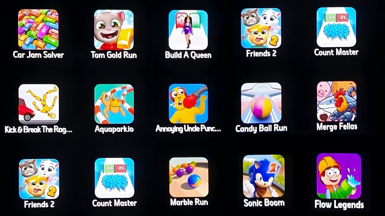 Car jam solver vs Tom gold run vs goingball vs Sonic boom vs flow legends vs marble run gamplay vdo 