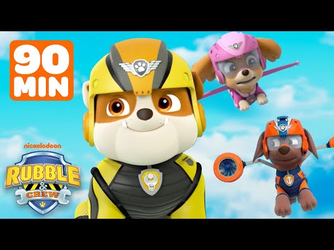 PAW Patrol Rubble's Daring Space & Air Rescues! w/ Rocky & Skye | 90 Minutes | Rubble & Crew